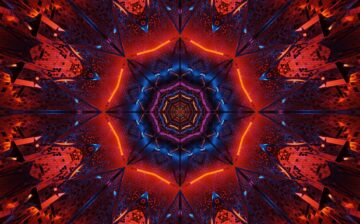 A cosmic background of black-blue and red laser lights - perfect for a digital wallpaper